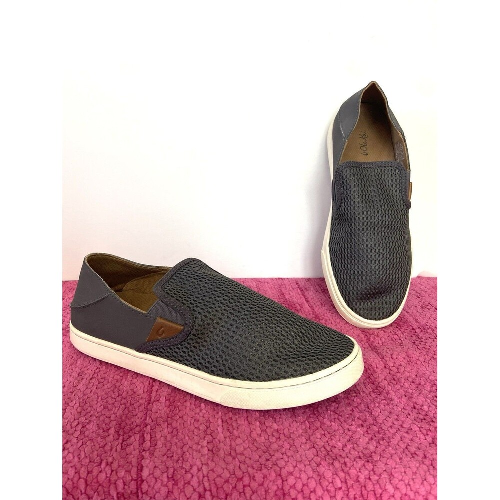 Olukai Pehuea Slip On Shoes Drop In Heel Pavement Gray Size 8.5